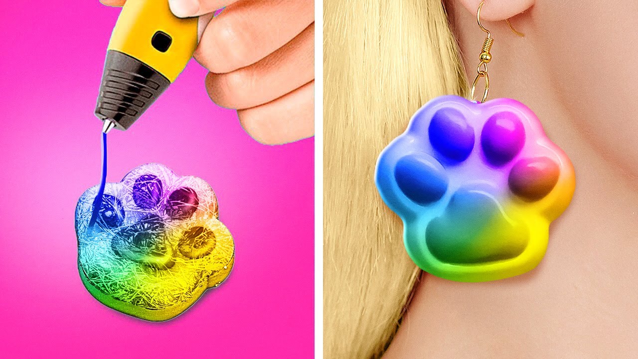 ADORABLES MANUALIDADES CON RESINA EPOXI VS. BOL&Iacute;GRAFO 3D || Trucos Brillantes de Dibujo por 123 GO!