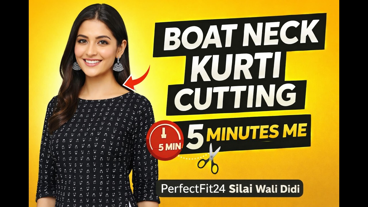 Boat Neck Kurti Cutting Full Tutorial | Measurement + Stitching Guide for Beginners