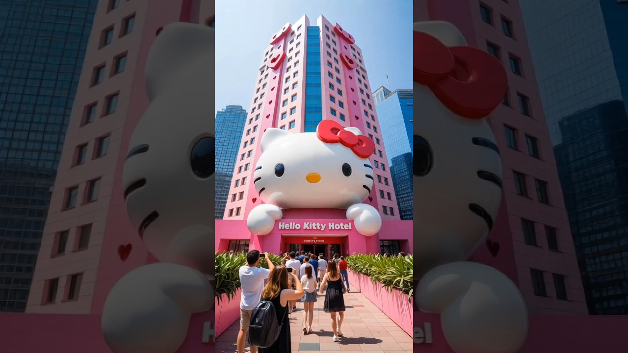 Check-in at Hello Kitty Hotel🏢. It's beautiful 😍😍 #shorts #hotels #travelling #hellokitty #cute