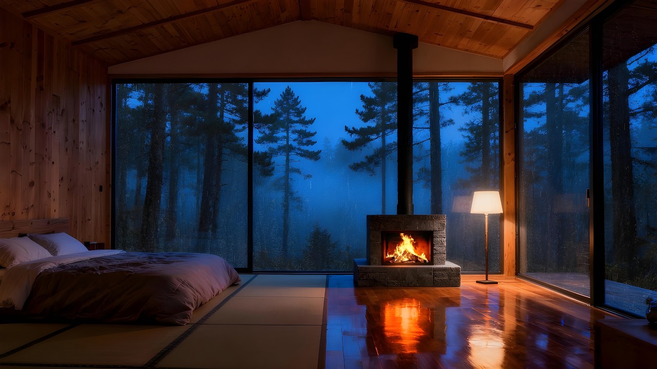 🌧️ Fireplace & Rain Sounds | Cozy Cabin Sleep