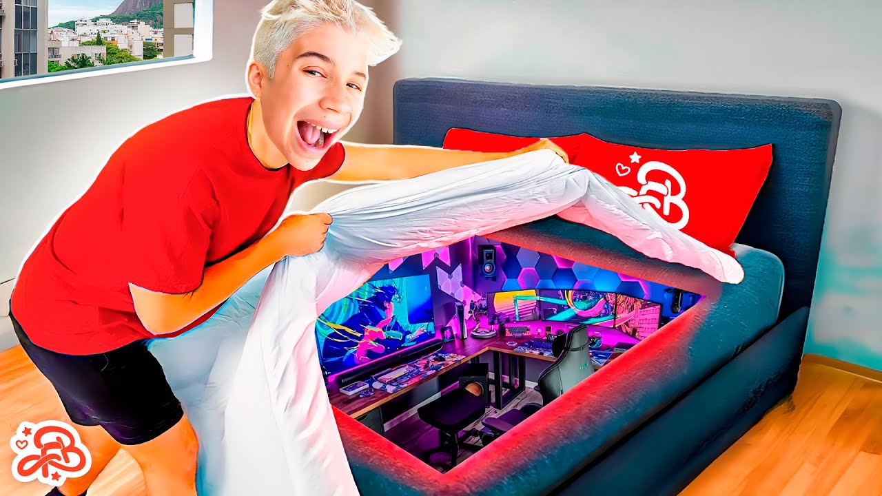 Montei um SETUP GAMER SECRETO dentro da MINHA CAMA *fui descoberto?