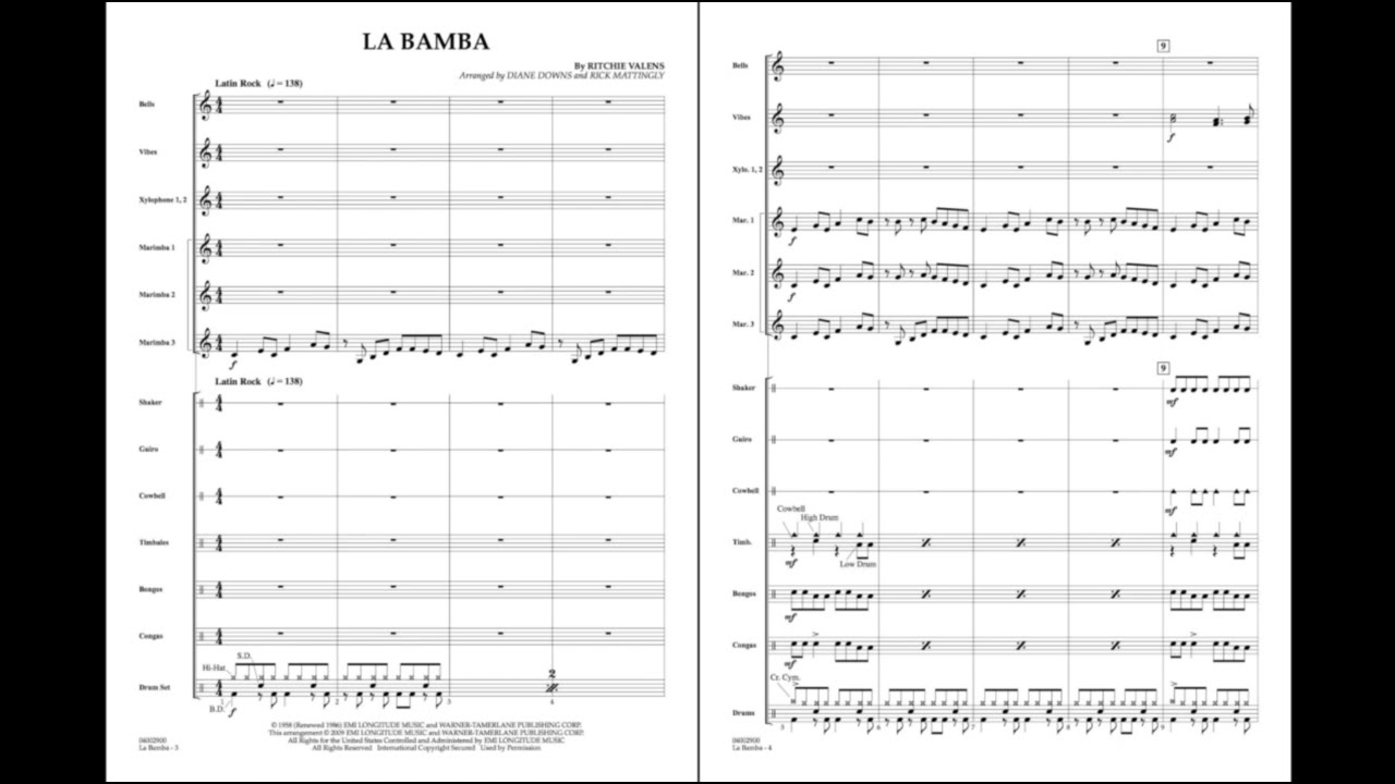La Bamba by Ritchie Valens/arr. Diane Downs/ed. Rick Mattingly