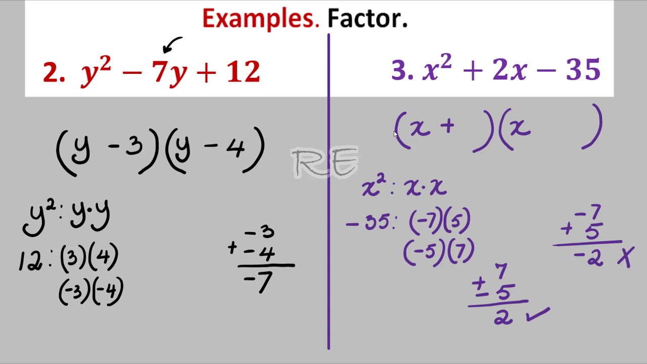 Factoring Quadratic Trinomial with a = 1, Reverse Foil Method - Chap 3   Part 2