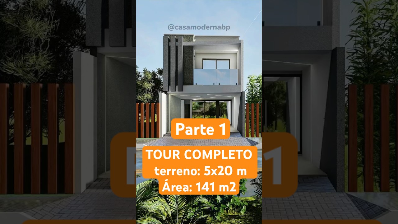 Parte 1 de um projeo completo de sobrado em terreno 5x20 metros🤩