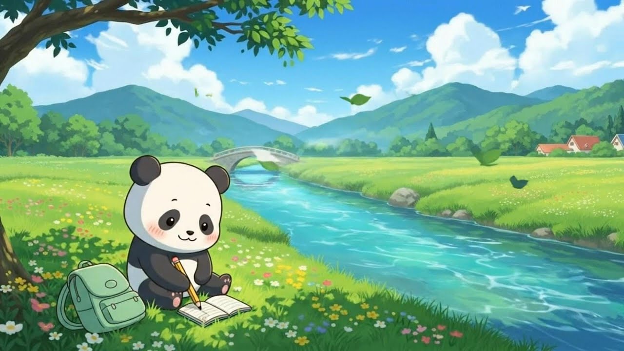 Panda Study by the Lake 🌿📚 Lofi Beats for Focus | 2 Hours