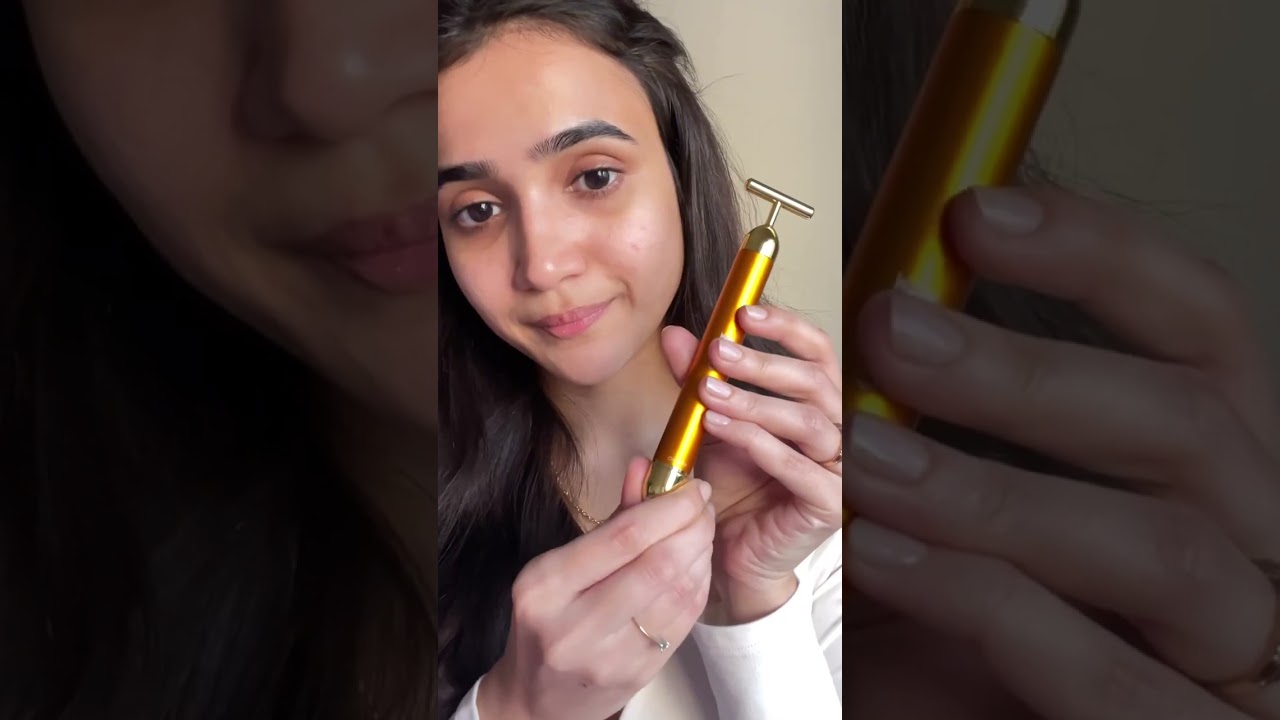 #shorts How To Relax Facial Muscles With A Vibrating 24k Gold Massager