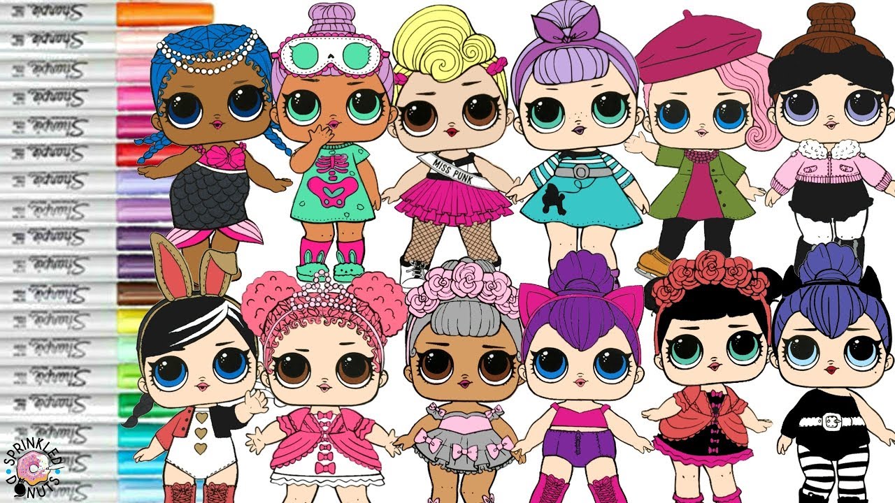 LOL Surprise Dolls Coloring Book Compilation Color Swap Kitty Queen Posh Merbaby Sleepy Bones