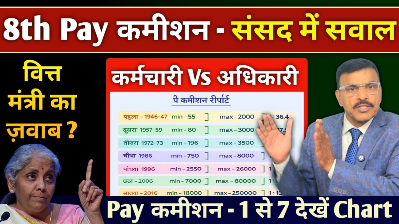 8th पे कमीशन उठे सवाल, इतना भेदभाव क्यों? कर्मचारी Vs अधिकारी पे कमीशन 1 to 7 चार्ट वित्त मंत्री