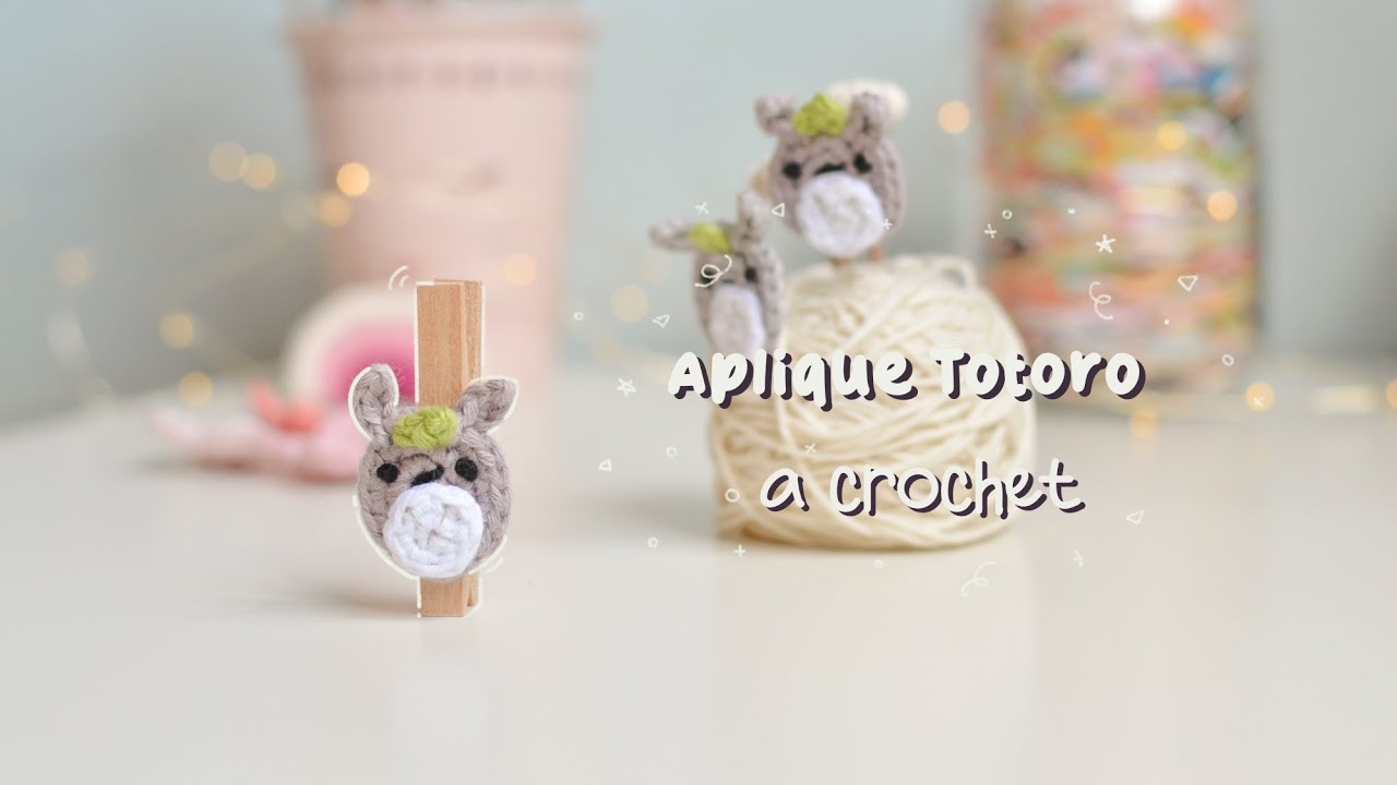 Aplique Totoro a crochet | patrón gratis | mini apliques de ganchillo