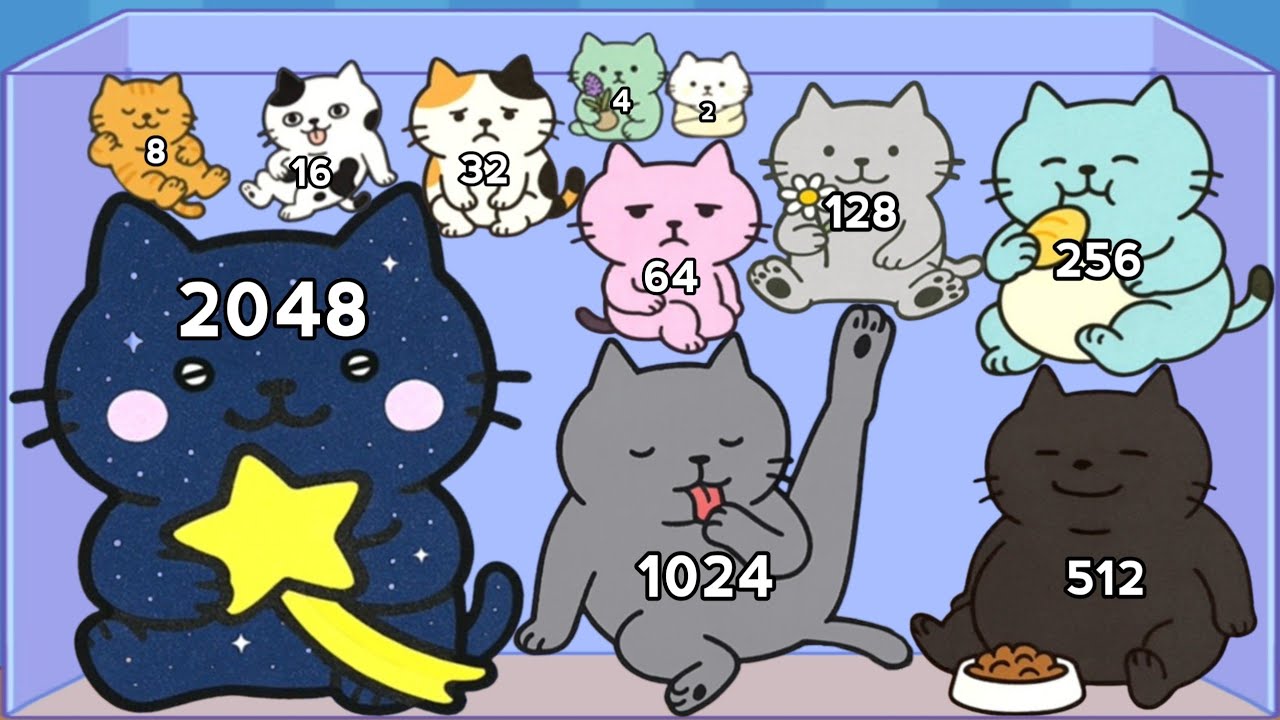 Merge Cat 2048 3D - ASMR Gameplay (Cats Evolution, Level Up Balls 2048 Puzzle) Suika Game