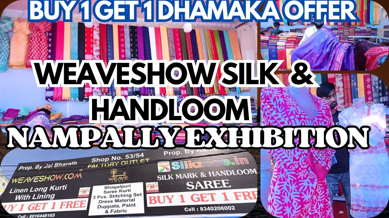 BUY1 GET1 FREE😍DHAMAKEDAR OFFER |WEAVESHOW SILK & HANDLOOM Nampally Exhibition2025#numaish#silkdress