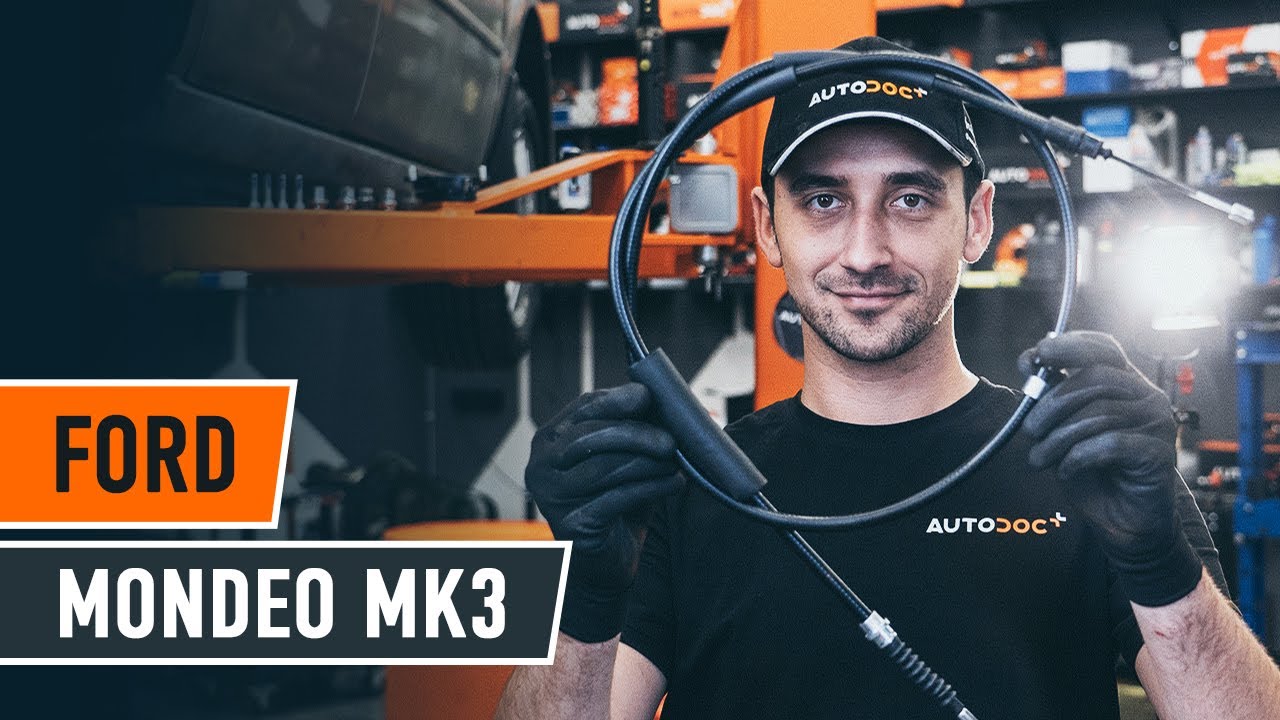 How to change hand brake cable on FORD MONDEO MK3 Saloon [TUTORIAL AUTODOC]