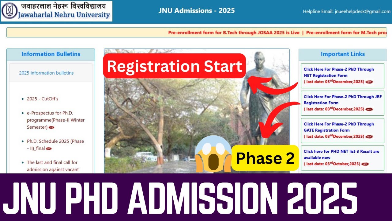 📢 JNU PhD Admission 2025 (Phase 2) Form Out! | Eligibility, Selection Process, Interview
