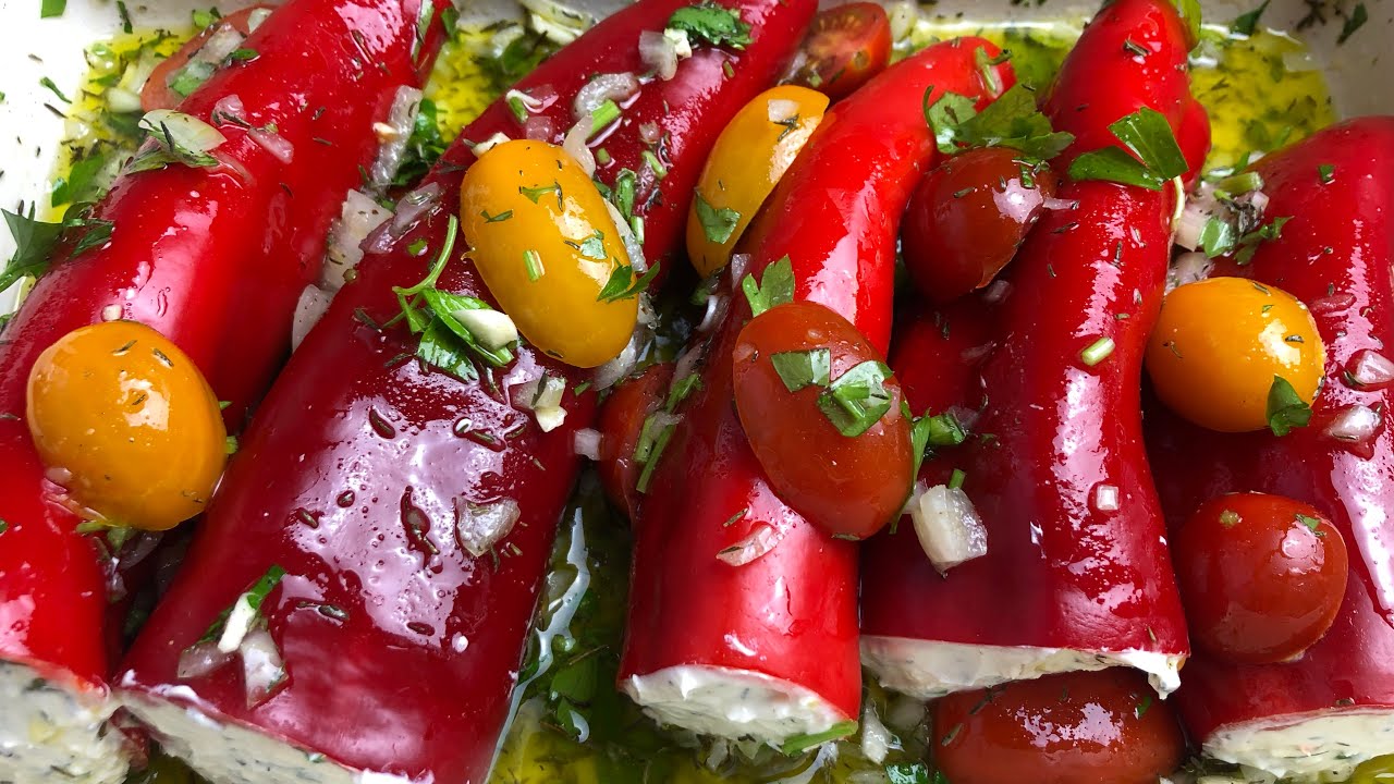Antipasti mal anders / Антипасти-перчики с сыром | Bei Sona #antipasti #peperoni #gefülltepaprika