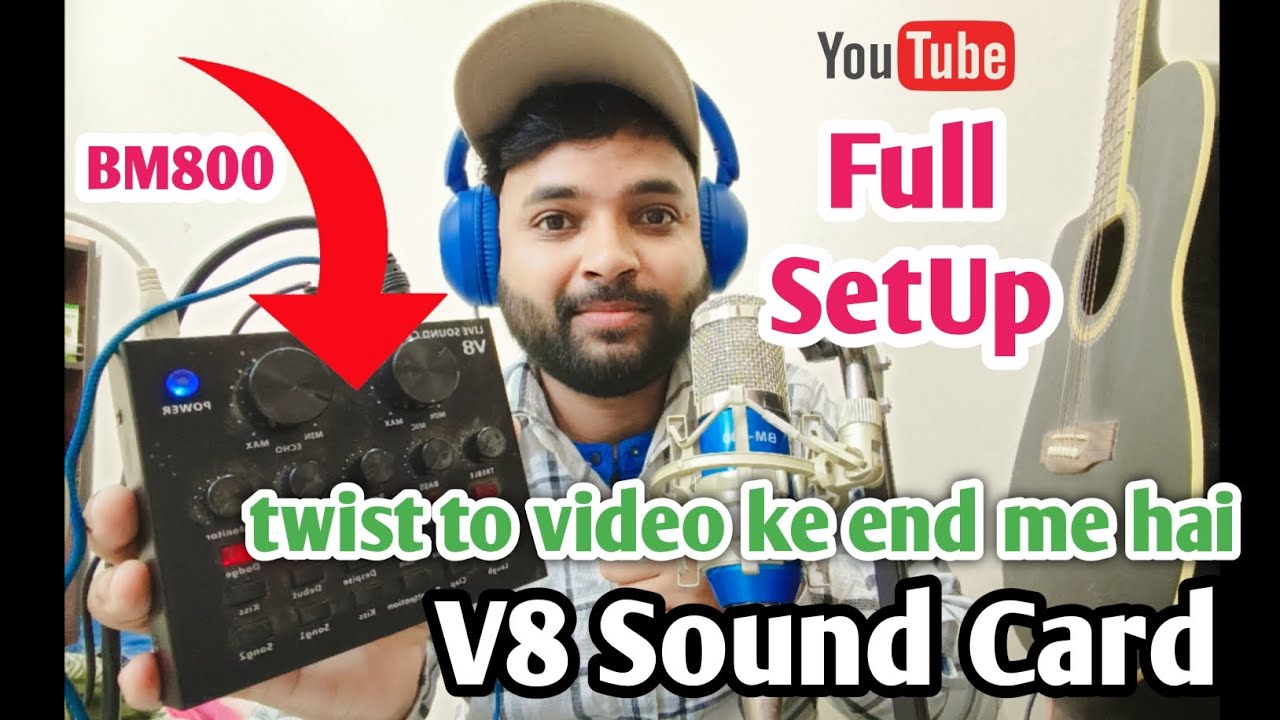 V8 sound card पूरा सेटिंग हिंदी में | How to connect V8 Sound card to Mobile for Recording