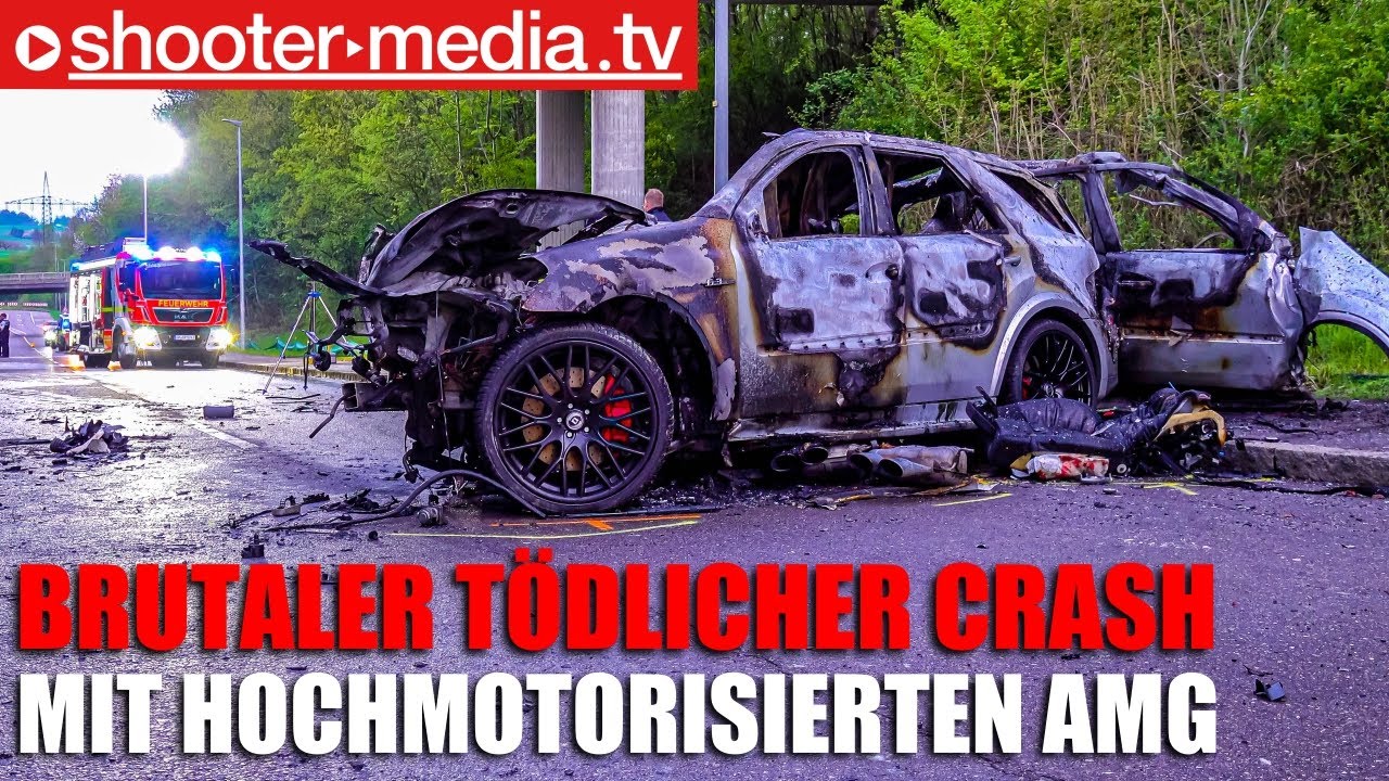 ⛔️  Brutaler tödlicher Unfall  ⛔️ | 🚒  Hochmotorisierter AMG völlig zerfetzt & ausgebrannt  🚒