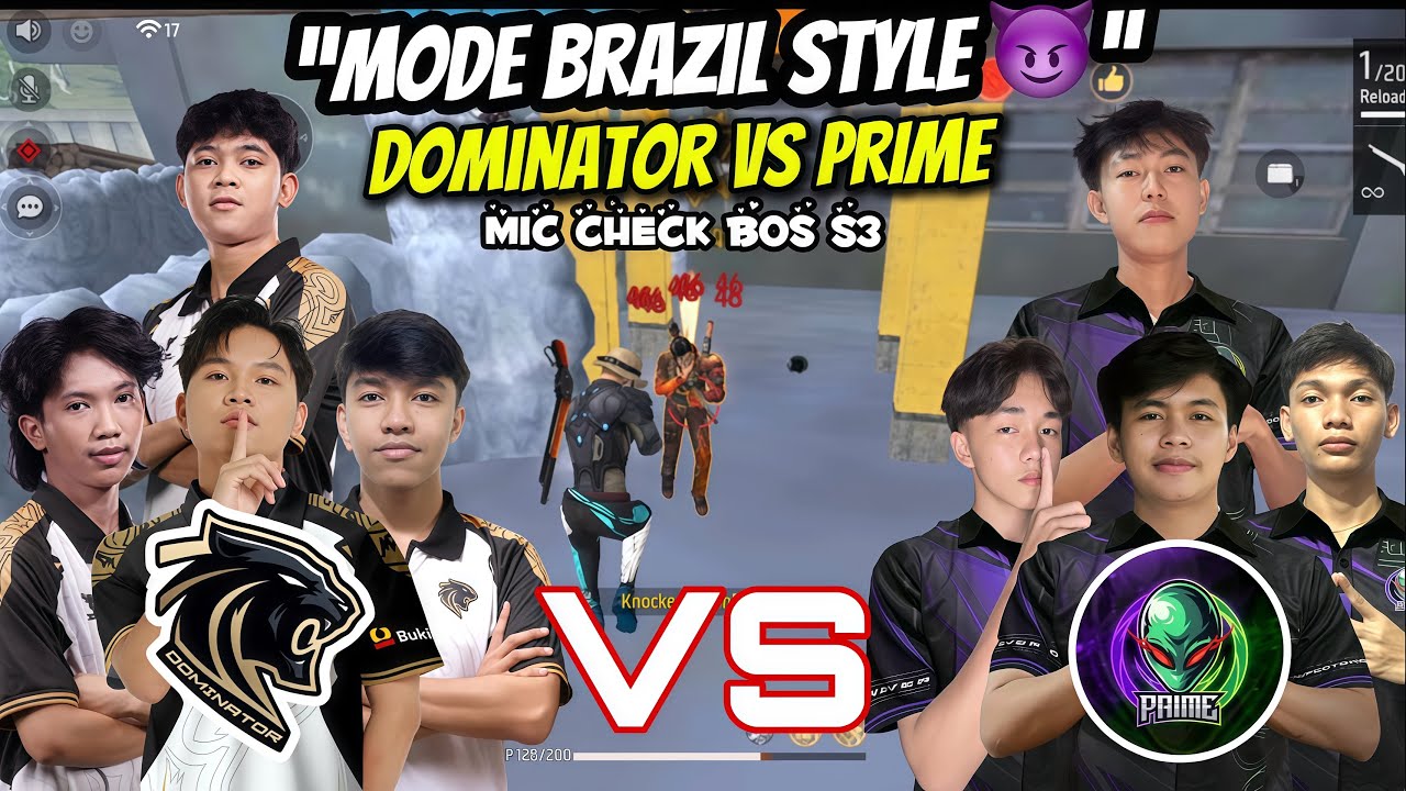 MODE BRAZIL STYLE😈!! MIC CHECK DOMINATOR VS PRIME🔥 FULL AIM MERAH BRUTAL