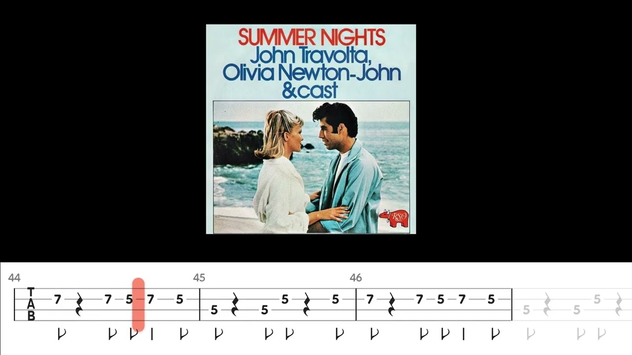 John Travolta & Olivia Newton-John - Summer Nights (Bass Backing Track with Tabs)