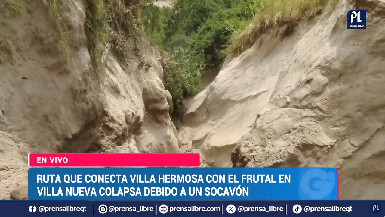 Primeras lluvias del 2025 causan un socavón en ruta entre Villa Nueva y San Miguel Petapa