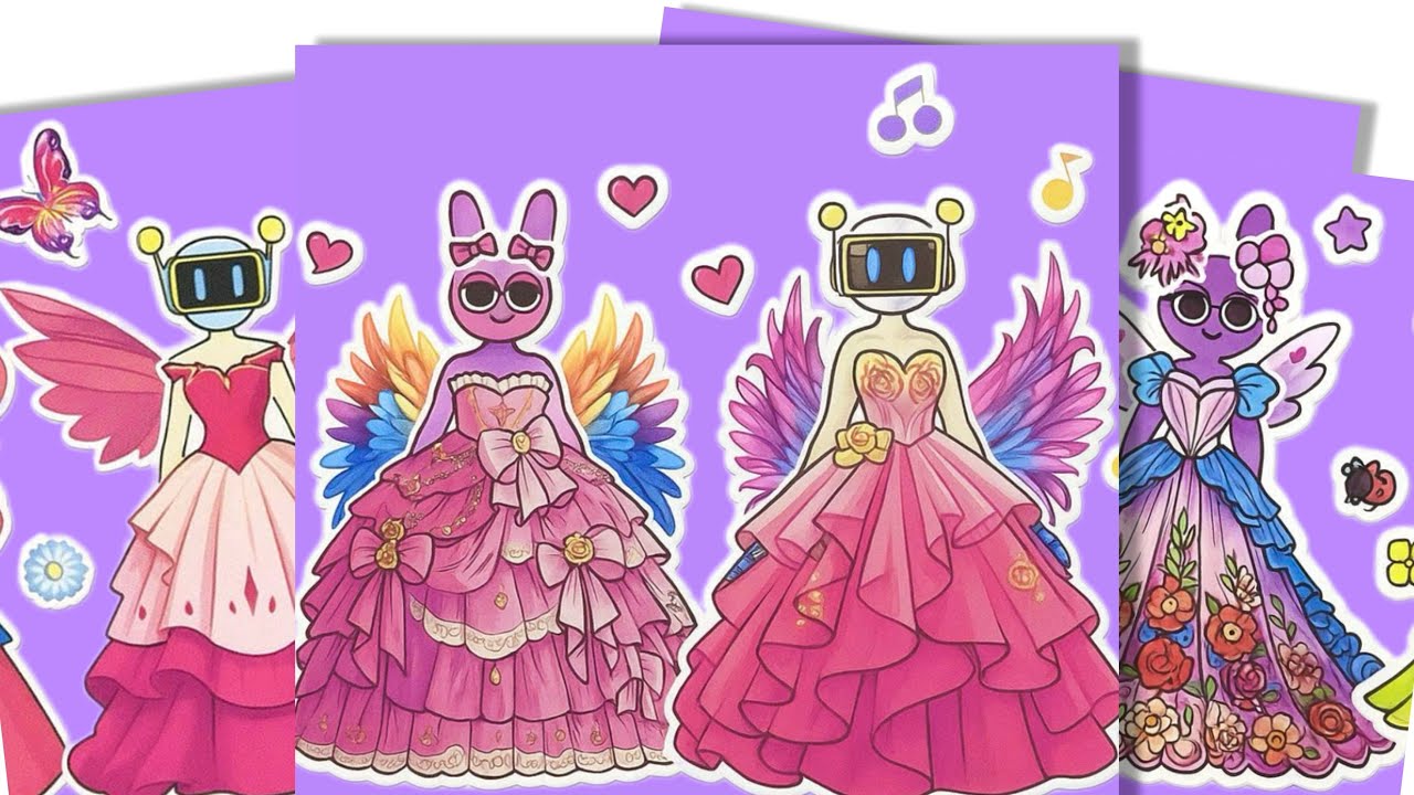 ASMR Sprunki PINKI Wedding Dress Up 💍 Sticker Book 🌼 스프런키 핑키 웨딩 드레스 스티커북