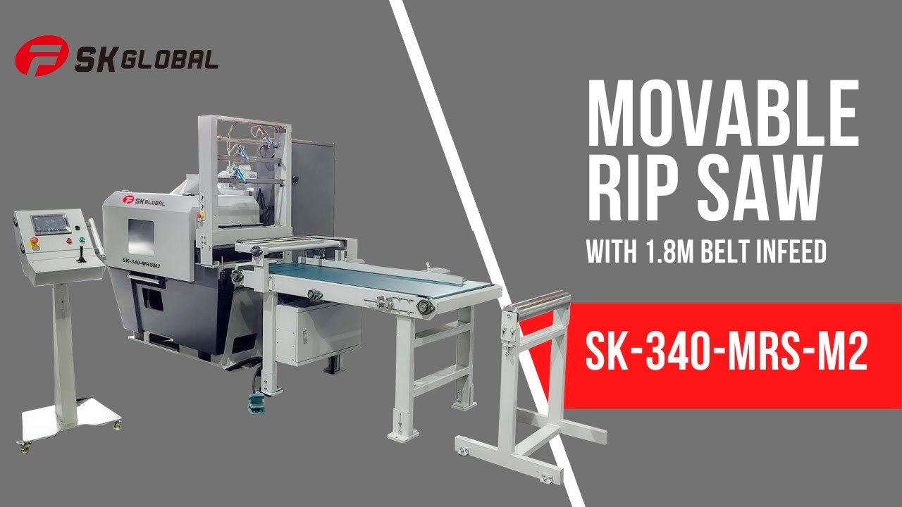 SK Global Movable Rip Saw with 1.8M Belt Infeed SK-340-MRS-M2
