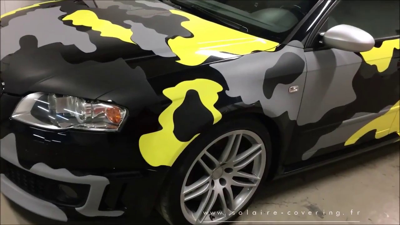 Audi RS4 total covering camouflage militaire réalisé par SOLAR CONCEPT