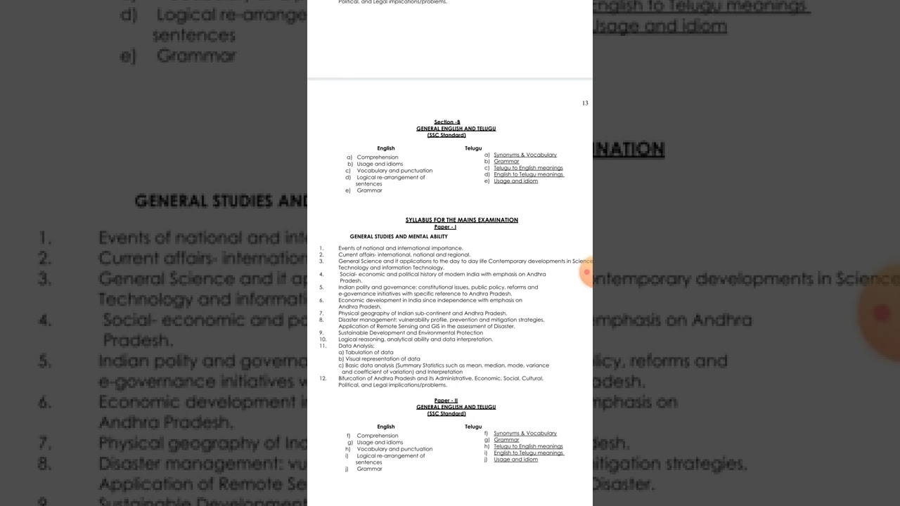 APPSC Group-4 Junior assistant syllabus