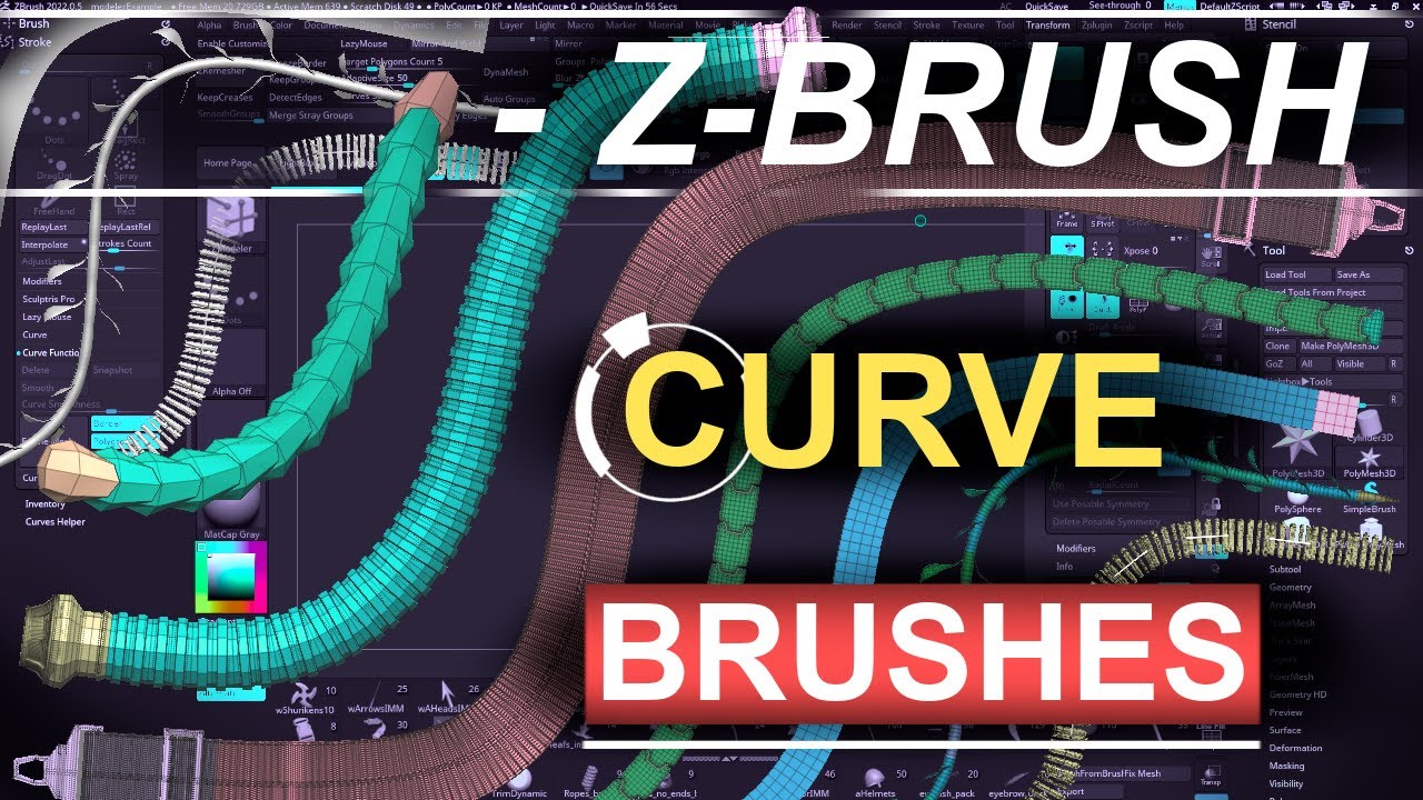 ZBrush - Everything About CURVE Brushes (In 5 MINUTES!)