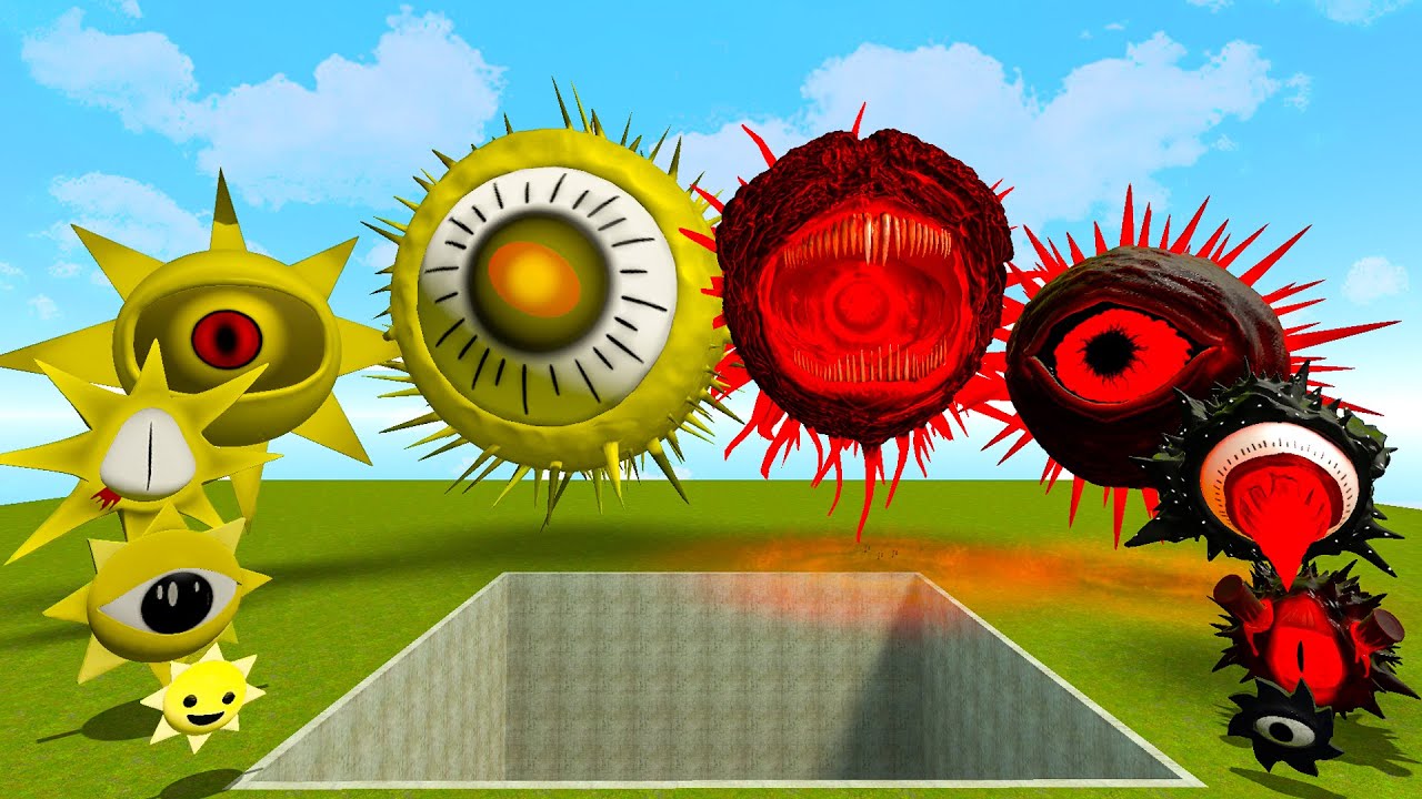 BIG HOLE ALL NEW MUSTARD MR SUN SPRUNKI VS ALL MR SUN SPRUNKI PHASES SPARTAN KICKING in Garry's Mod!