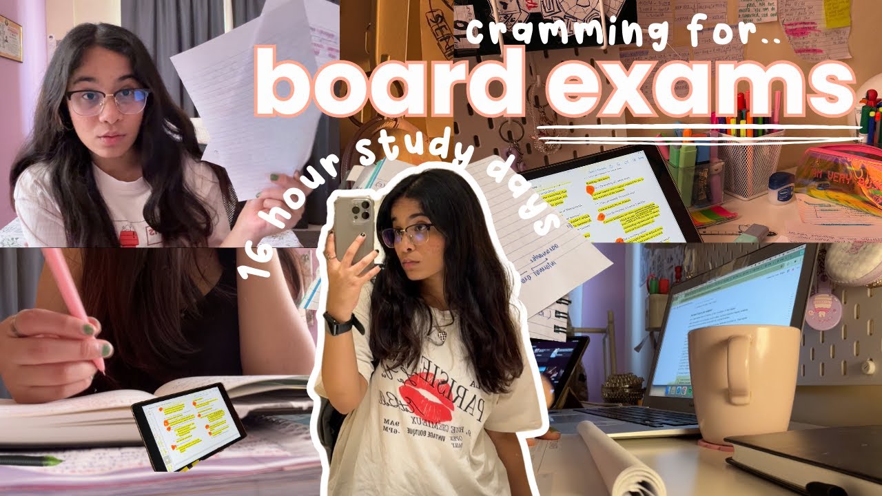 CRAMMING my way through BOARD EXAMS 🥲16 hour study days, after school routine & late night studying