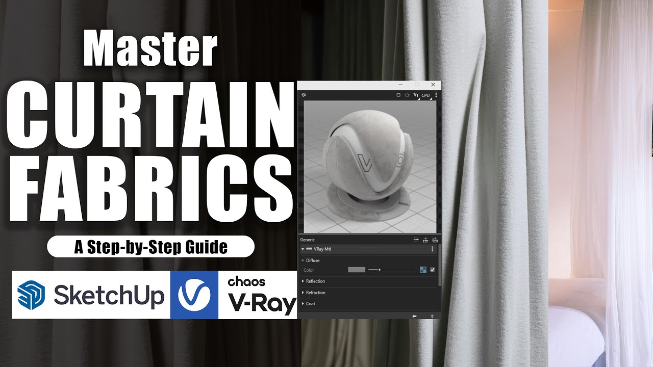 Realistic Curtain Fabrics in V-Ray for SketchUp: Enhance your Interior Design.