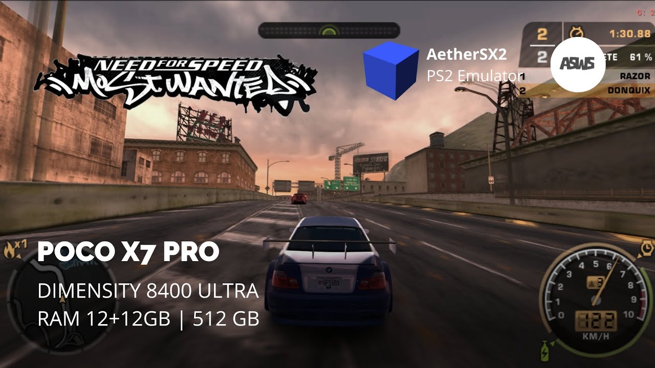 NFS MOST WANTED | AETHERSX2 PS2 EMULATOR | TEST ON POCO X7 PRO | DIMENSITY 8400 ULTRA