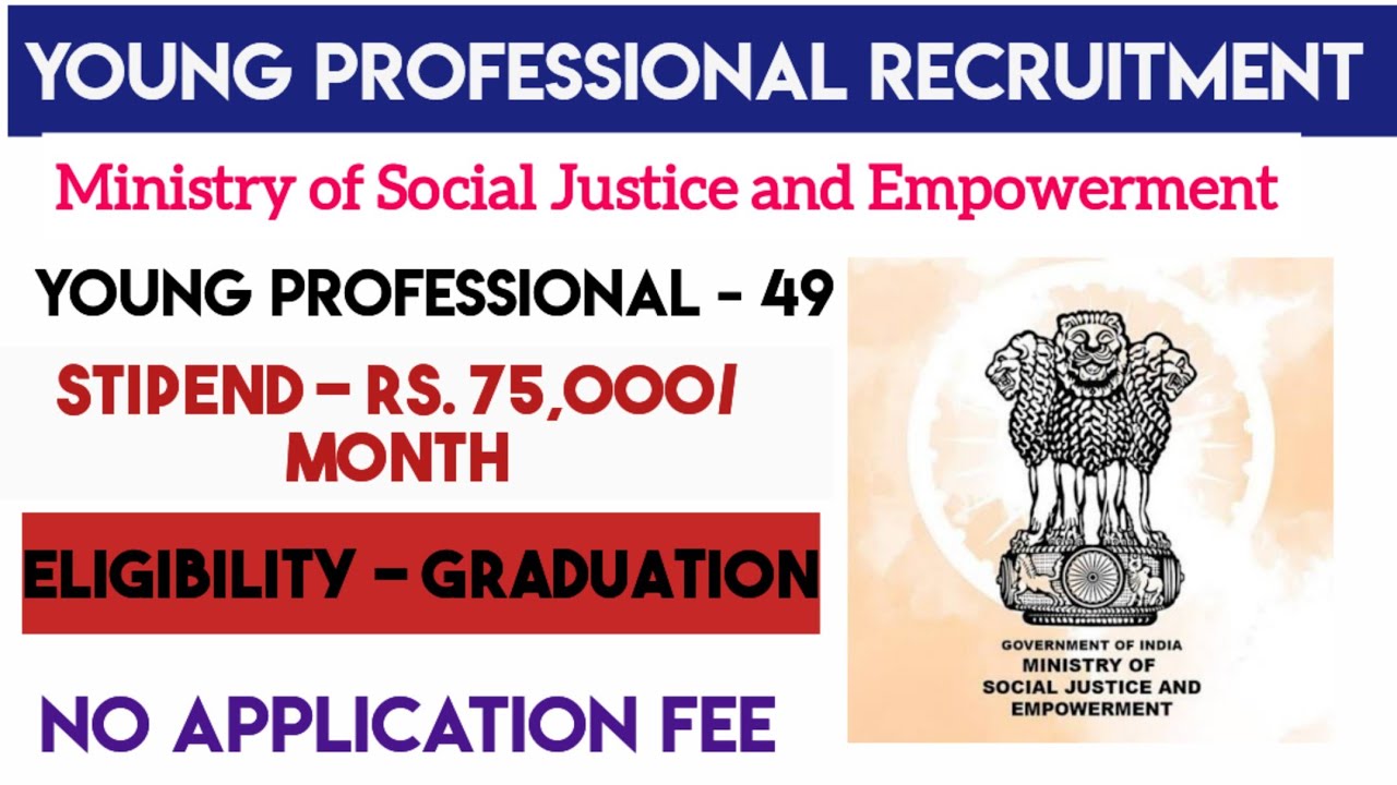 Ministry of Social Justice Recruitment 2025 Young Professionals | Graduate Can Apply | No Experience