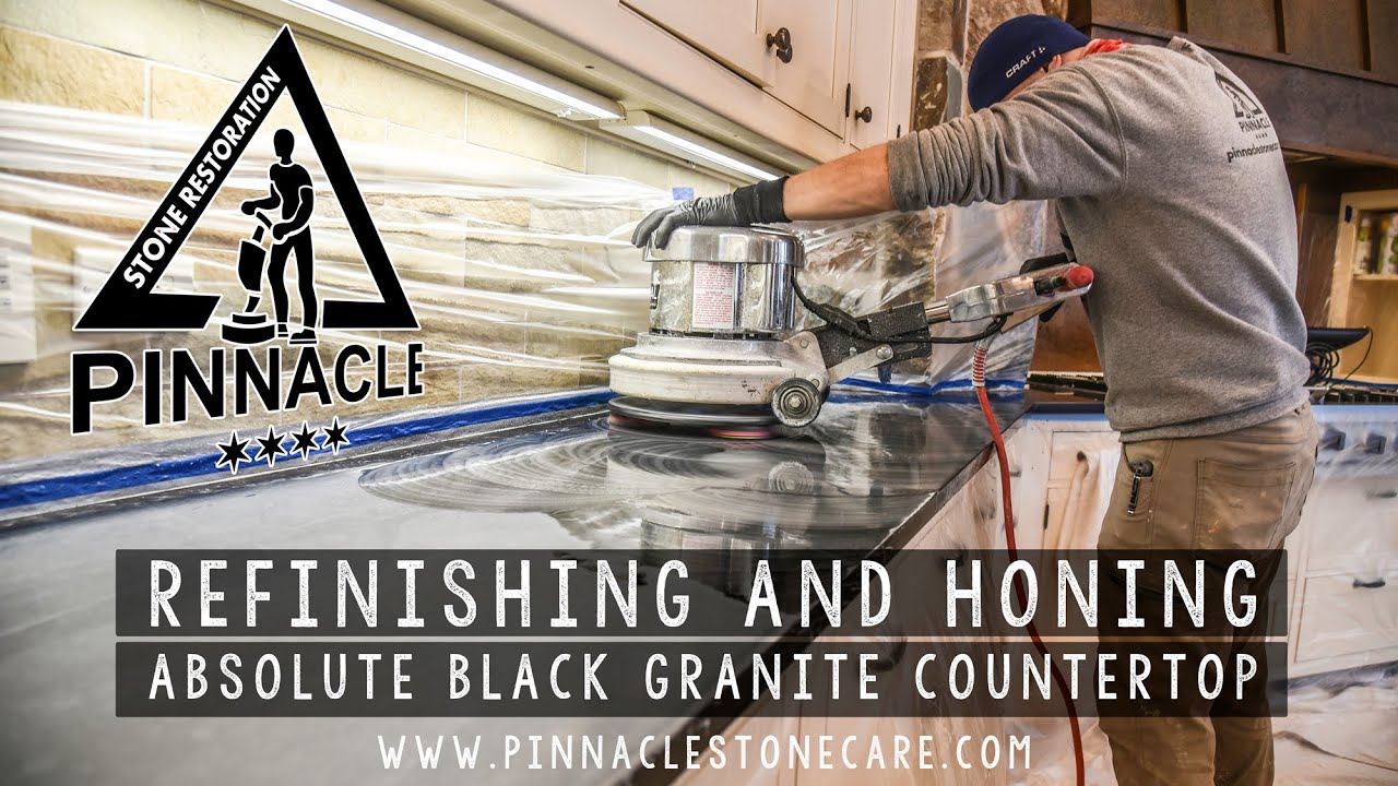 REFINISHING AND HONING ABSOLUTE BLACK GRANITE COUNTERTOP