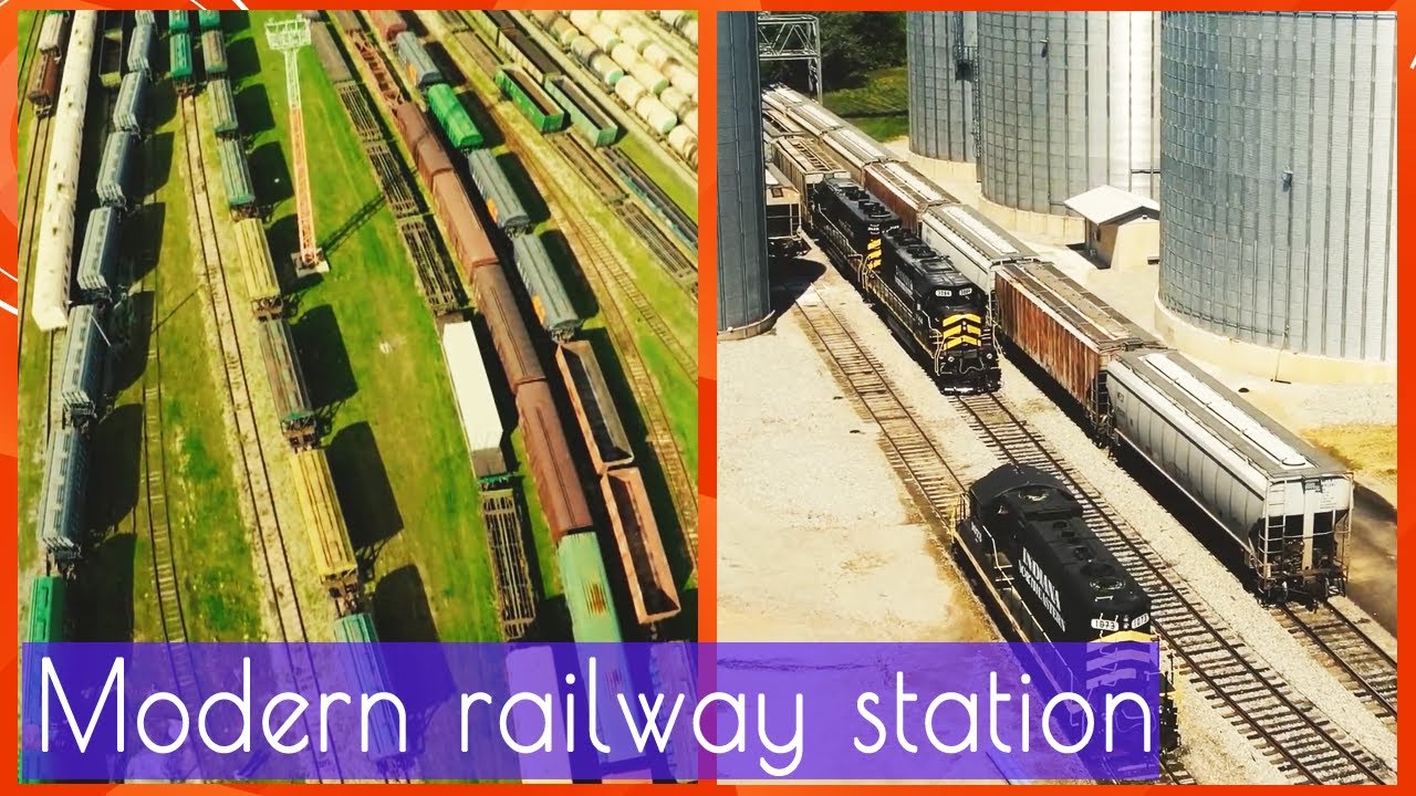 Modern railway station. Railway hub operation.