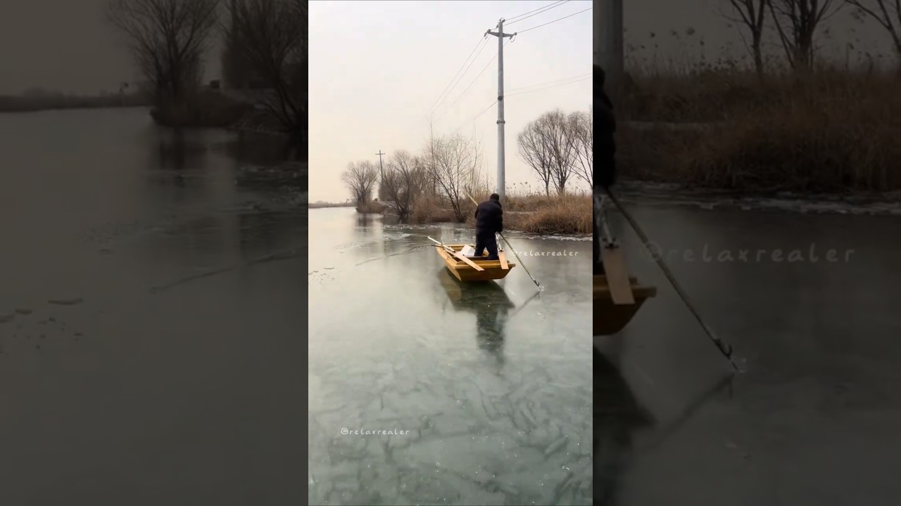 Interesting frozen lake #asmr #satisfying  #funny #odlysatisfying #snow #ice #fyp