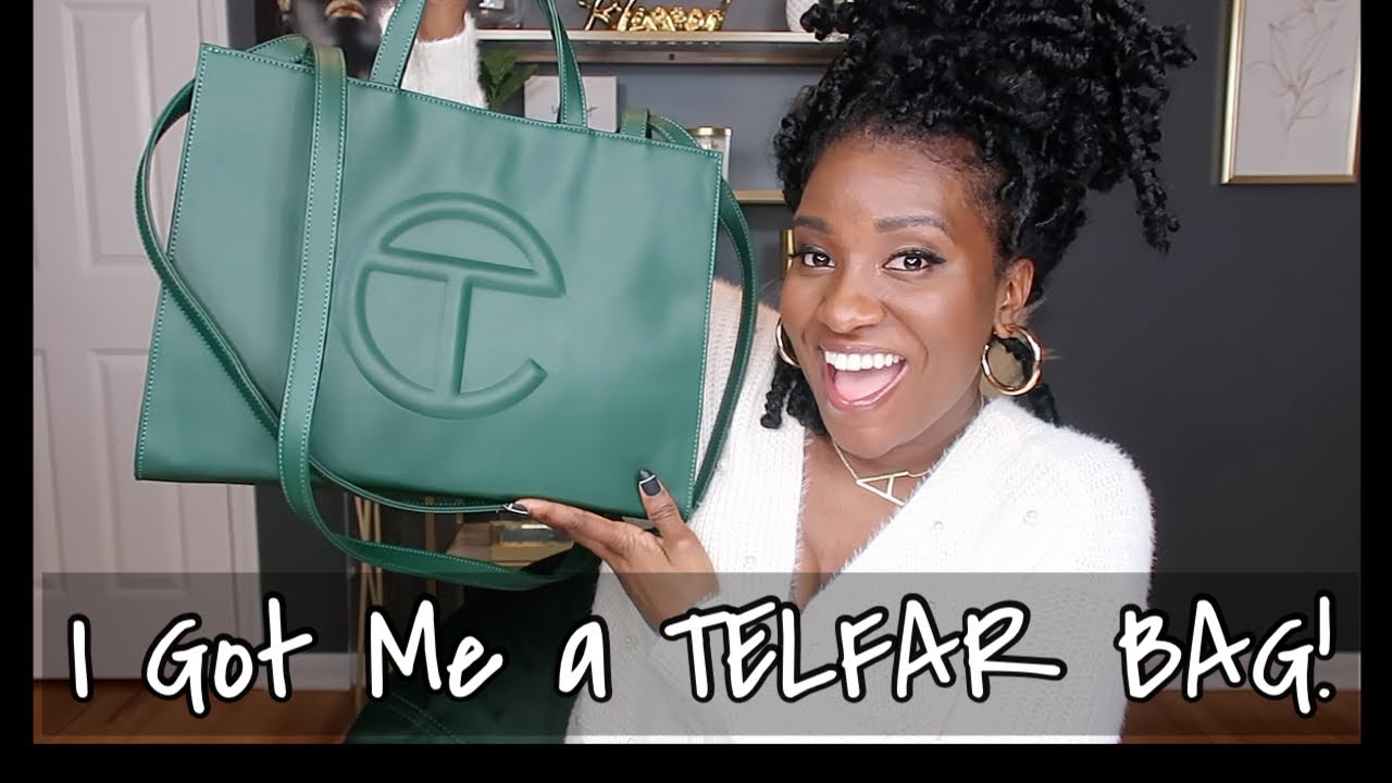 What's In My Bag?! 2021 | TELFAR MEDIUM  BAG REVIEW | DARK OLIVE GREEN | BLACK- OWNED | AVREL M. ♡