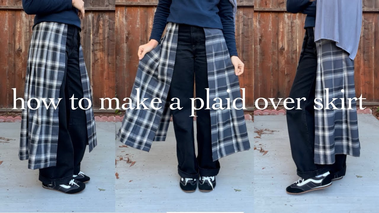 DIY plaid overskirt sewing tutorial (adjustable + no pattern required)