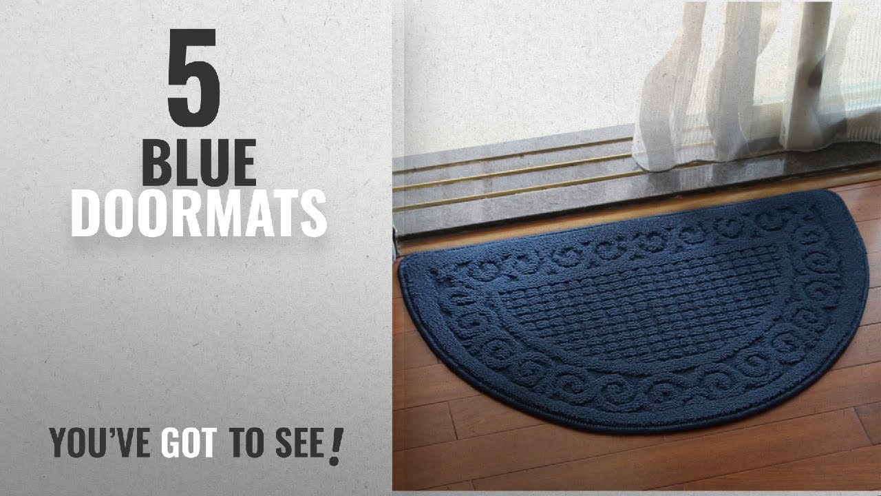 Top 10 Blue Doormats [2018 ]: Olpchee Half Round Non-Slip Kitchen Bedroom Toilet Doormat Floor Rug