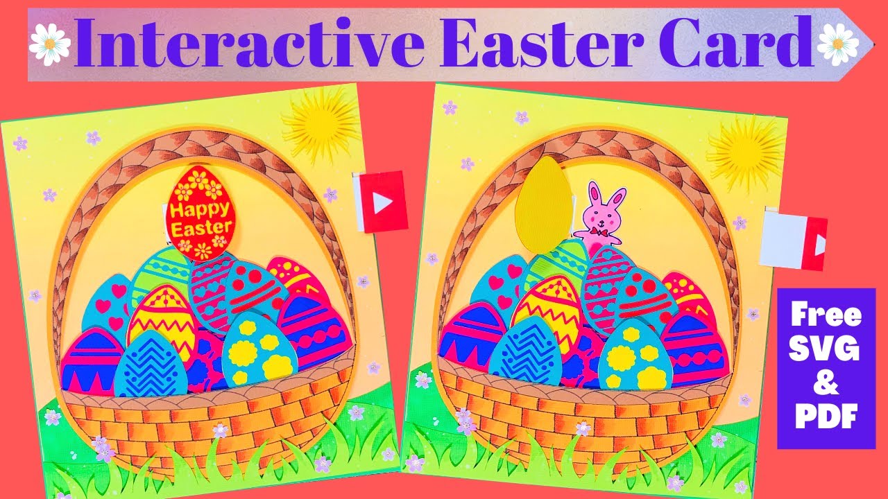 Cute DIY interactive Easter card || Free SVG & PDF templates