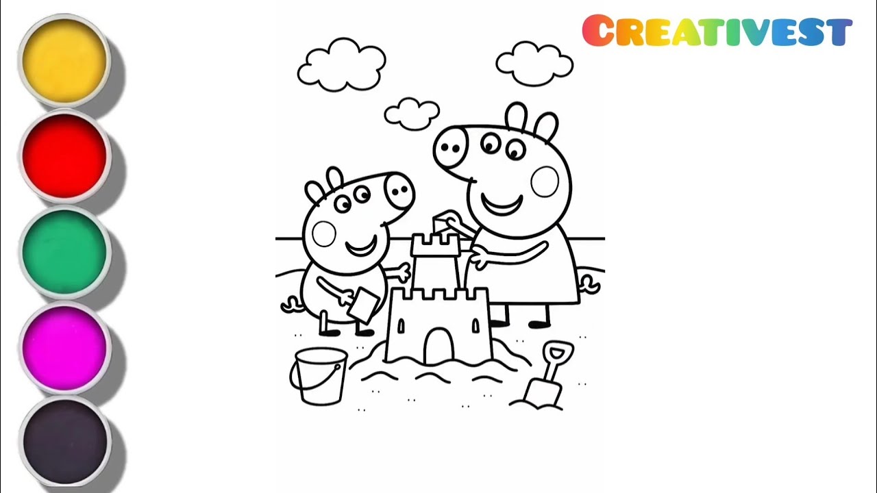 How To Draw Peppa Pig Drawing And Coloring For Kids And Toddlers 