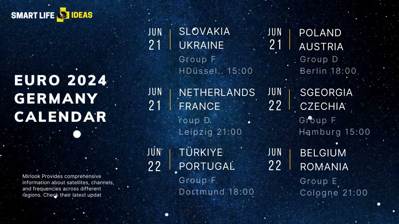 UEFA Euro 24 Germany Calendar 21/22 Jun 2024