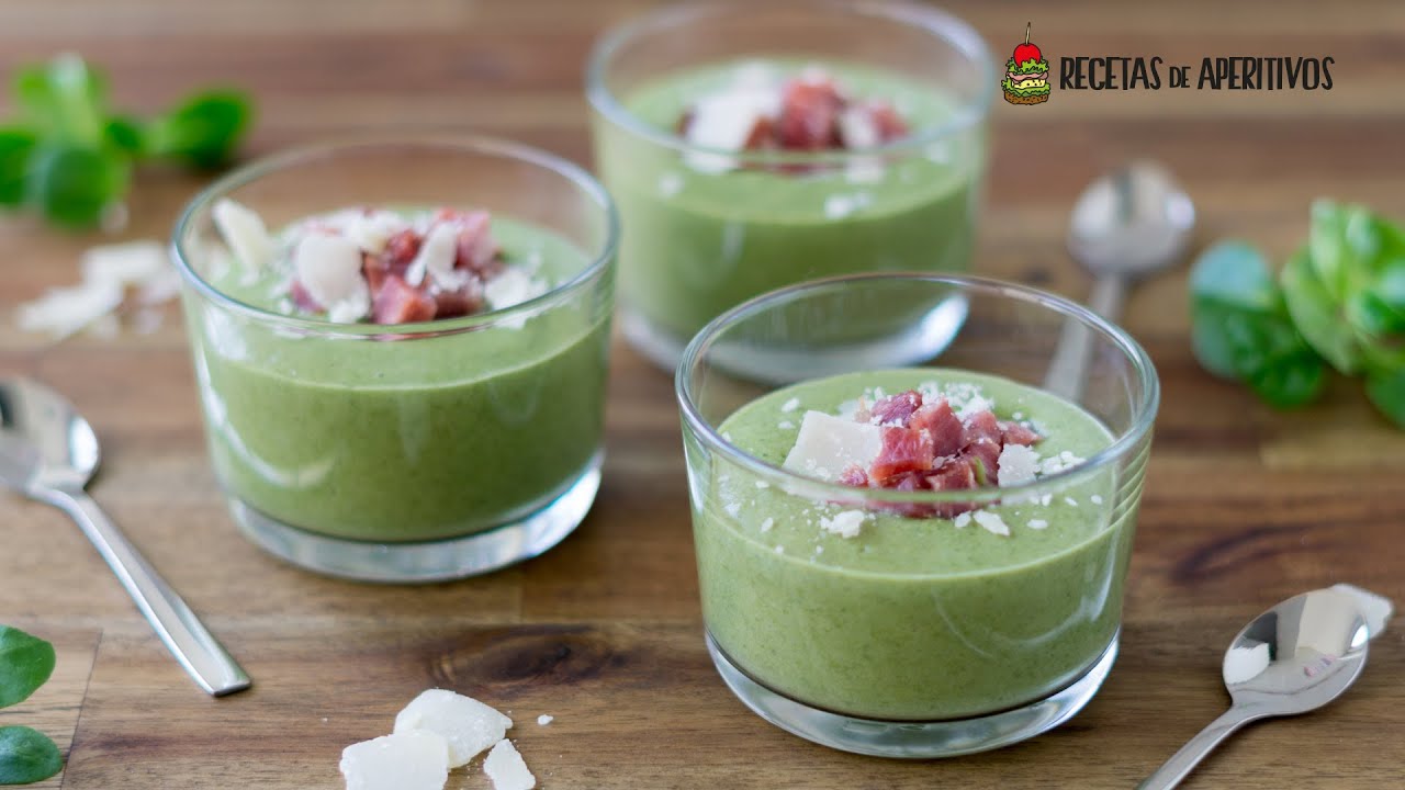 CREMA de CANÓNIGOS con JAMÓN y QUESO PARMESANO - Aperitivos en Vasitos #25
