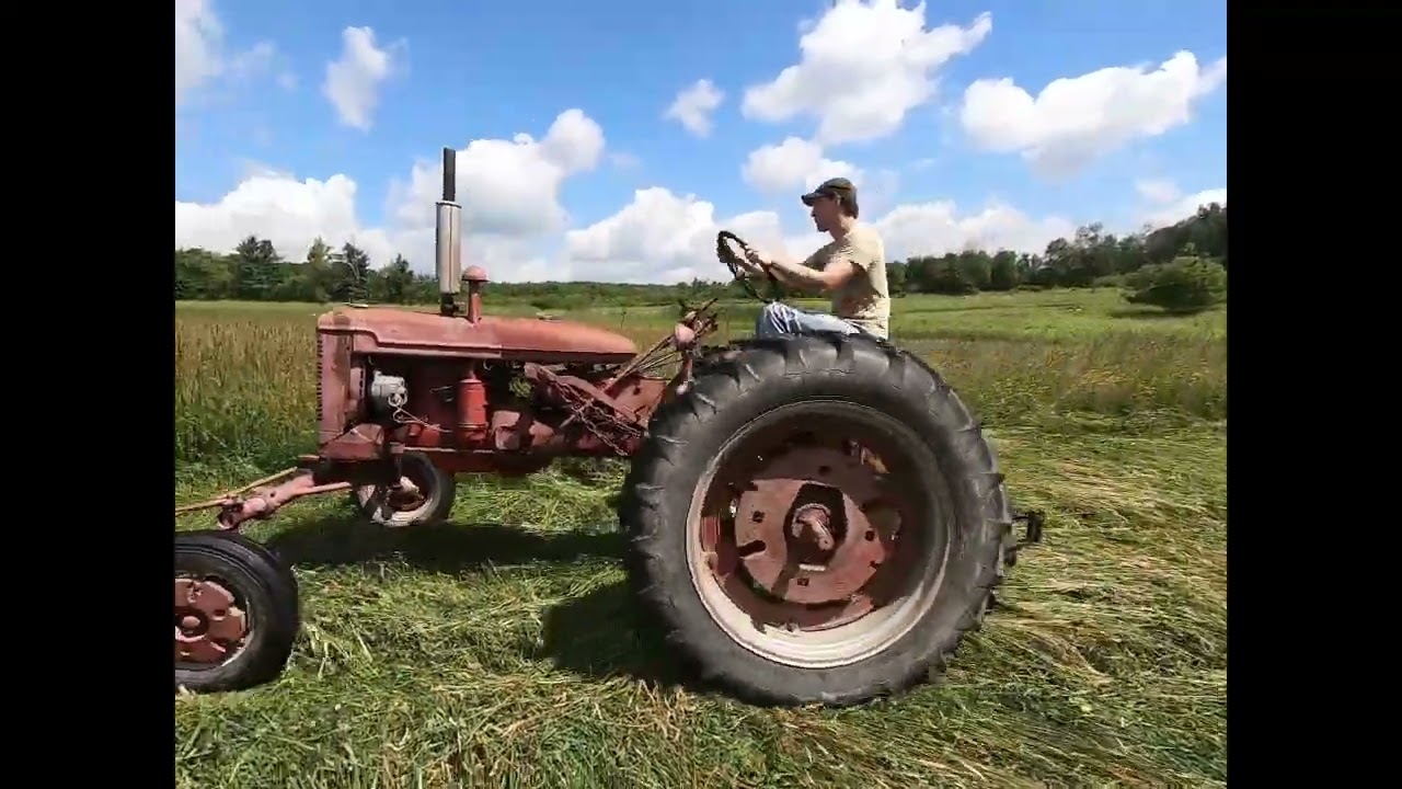 1954 Farmall Super C - Mowing Hay with a Sickle Bar Mower