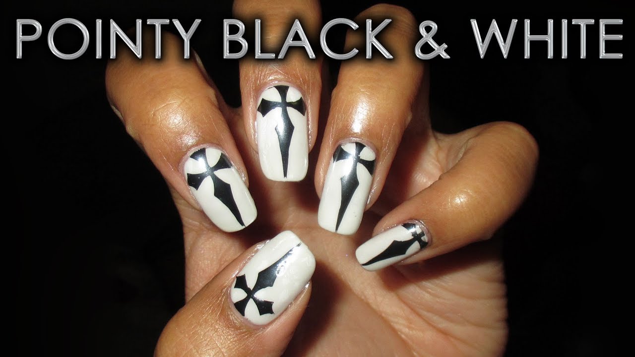 Pointy Black & White Gel Mani | DIY Nail Art Tutorial