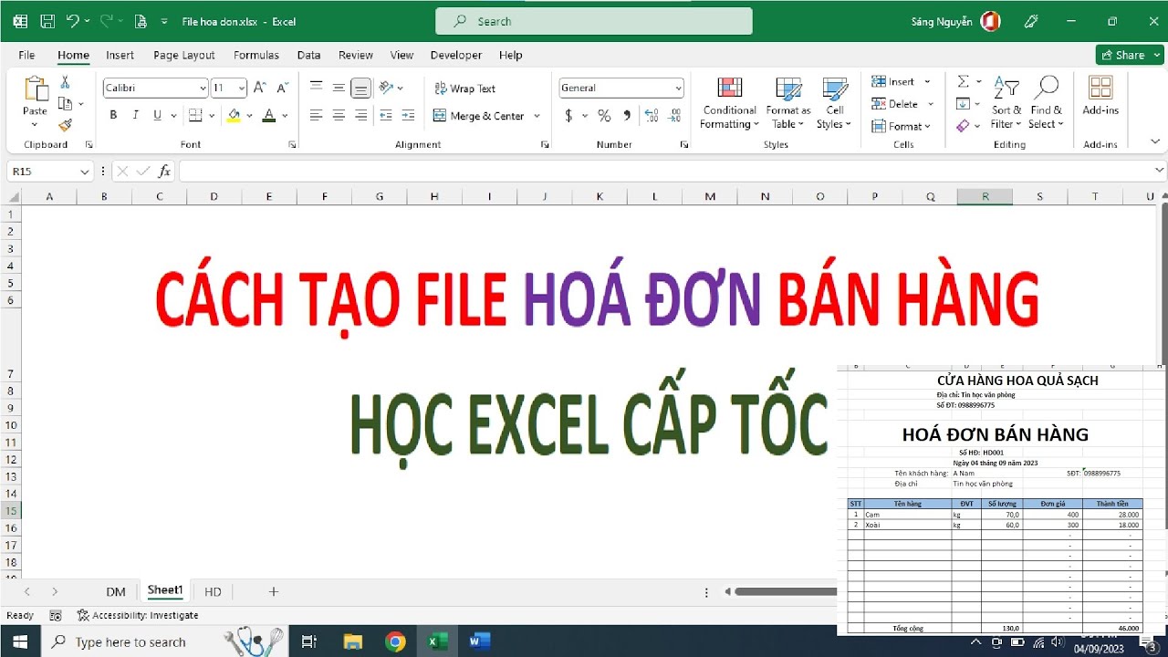 Cách tạo file HOÁ ĐƠN BÁN HÀNG đơn giản nhanh nhất