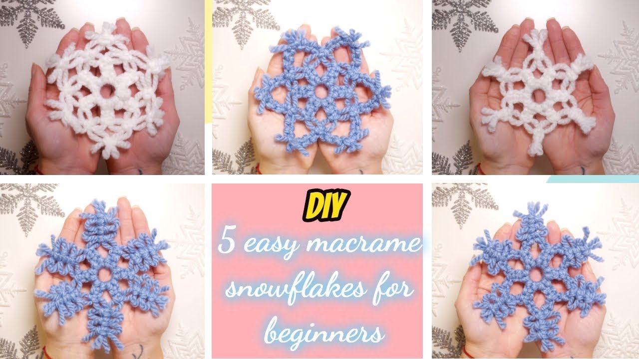 DIY 5 easy macrame snowflakes for macrame beginners | Macrame snowflake tutorial  Christmas macrame