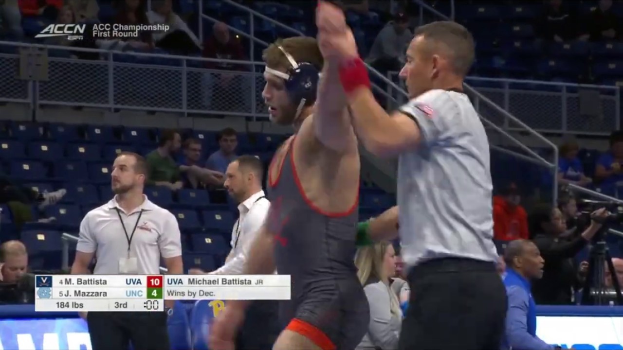 184lbs Michael Batista (Virginia) dec Joseph Mazzara (North Carolina)