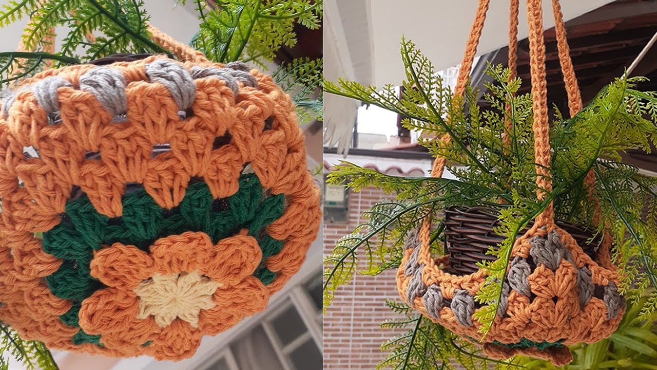 SUPORTE PARA VASO/FLOREIRA EM CROCHÊ | Passo a Passo