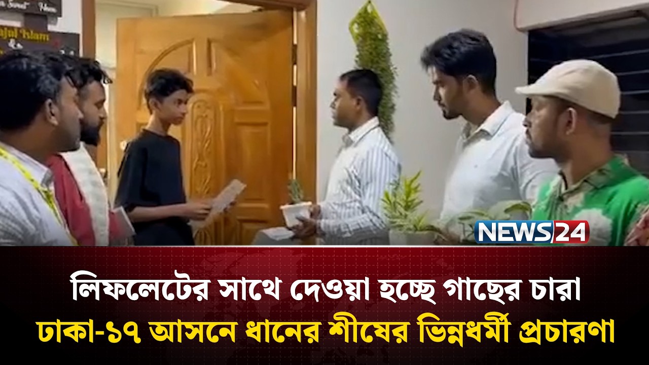 লিফলেটের সাথে দেওয়া হচ্ছে গাছের চারা! ঢাকা-১৭ আসনে ধানের শীষের ভিন্নধর্মী প্রচারণা | BNP| NEWS24